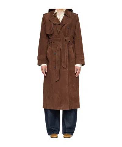 Mackage Gael-su Oversized Long-sleeve Trench Coat In Brown