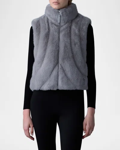 Mackage Ginny Brushed Faux Fur Quilted Vest In Carbon