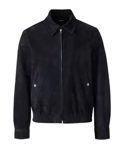 Mackage Giovanni-su Suede Bomber Jacket In Blue
