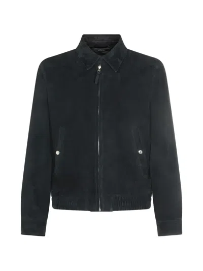 Mackage Giovanni-su Zipped Suede Jacket In Black
