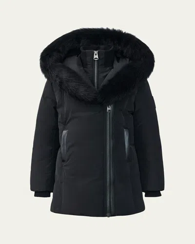 Mackage Kids' Girl's Recycled Down Coat W/ Signature  Collar In Black
