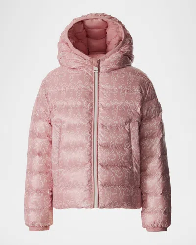 Mackage Girl's Reversible Hooded Down Jacket In Pink