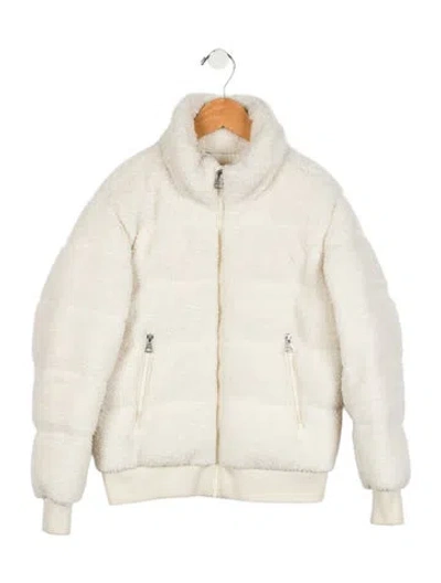 Pre-owned Mackage Kids' Girls' Ari Plush Teddy Jacket In White