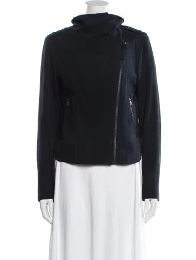 Pre-owned Mackage Goat Leather Coat In Blue