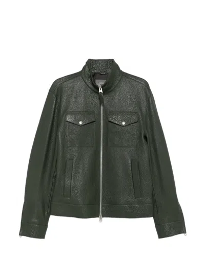 Mackage Grainy Leather Jacket In Green