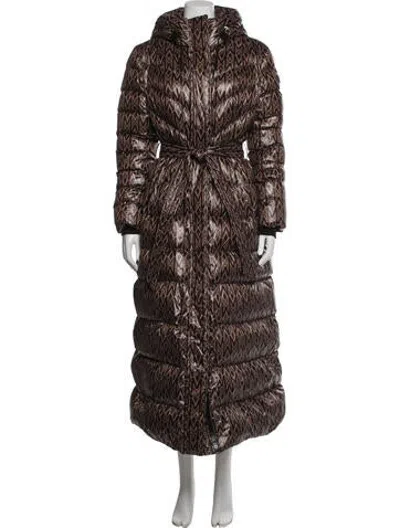 Pre-owned Mackage Graphic Print Down Coat In Brown