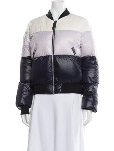 Pre-owned Mackage Graphic Print Down Jacket In Blue