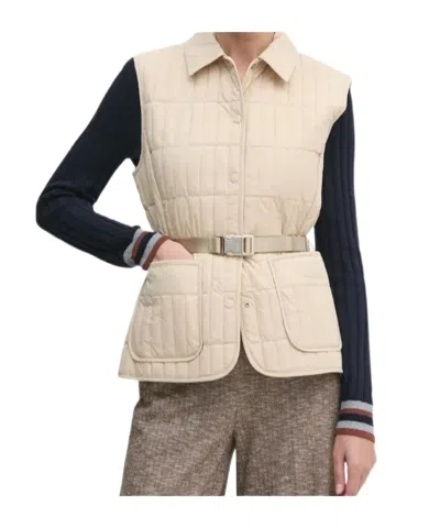 Mackage Helia Quilted Belted Gilet In Neutral