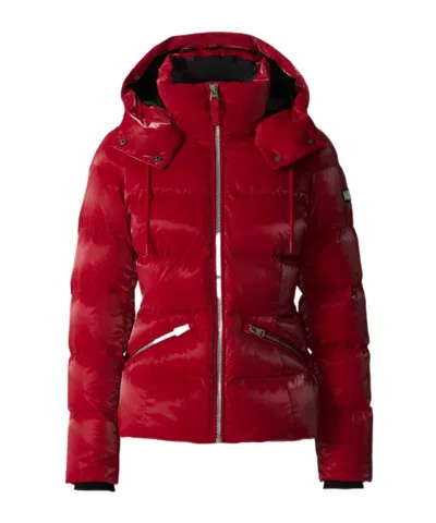 Mackage High-gloss Down Jacket With Removable Hood In Red