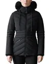 Mackage Hooded Down Jacket With Shearling Trim In Black