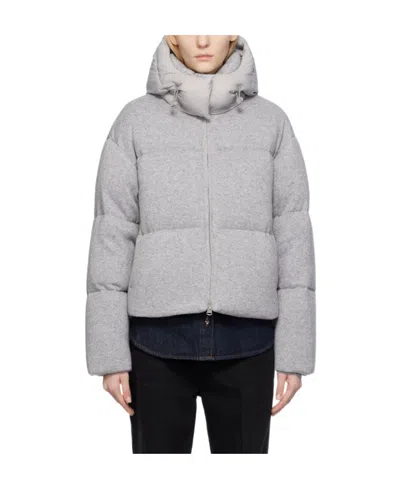Mackage Hooded Long-sleeved Down Jacket In Gray