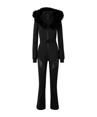 Mackage Hooded Waist-cinching Ski Suit In Black
