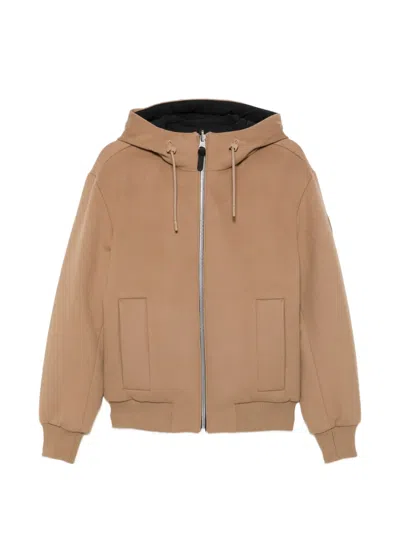 Mackage Hooded Wool Jacket In Brown