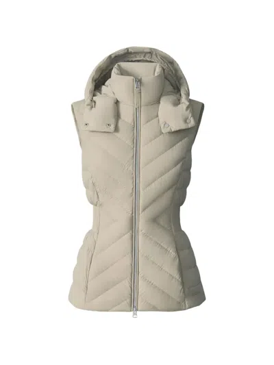 Mackage Hoshi Hooded Chevron Quilted Vest In Neutral