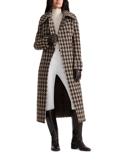 Mackage Houndstooth Belted Coat In Brown