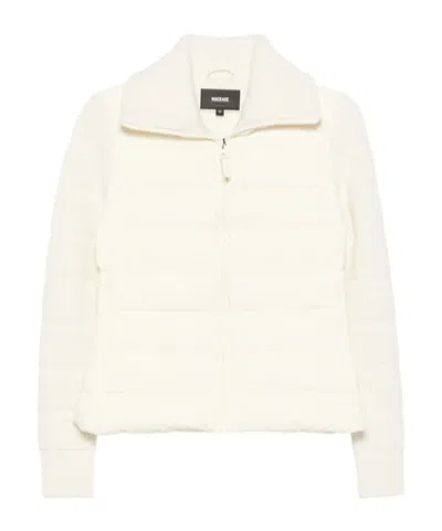 Mackage Hybrid Knit Stand-collar Zip Puffer Jacket In White