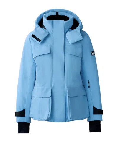 Mackage Iclyn-r Medium Down Ski Jacket With Removable Hood In Blue