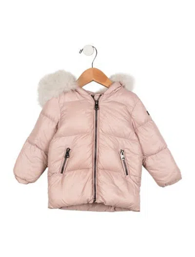 Pre-owned Mackage Babies' Infants Girls' Fur Trim Down Jacket In Pink