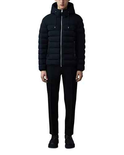Mackage Jack-z Agile-360 Stretch Hooded Light Down Jacket In Black