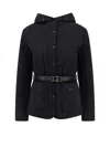 Mackage Padded And Quilted Recycled Nylon Jacket With Belt At Waist In Black