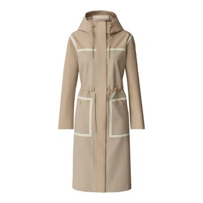 Mackage Jana-ht Houndstooth 3-layer Tech Raincoat In Neutral