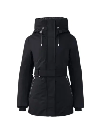 Mackage Jeni-nf Belted Hooded Jacket In Blue