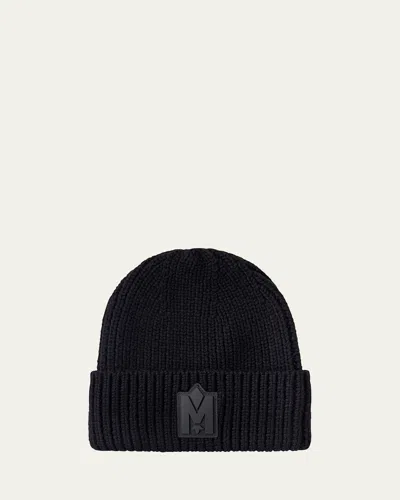 MACKAGE JUDE HAND-KNIT LOGO BEANIE WITH RIBBED CUFF