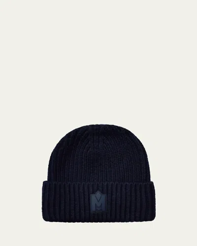 MACKAGE JUDE HAND-KNIT LOGO BEANIE WITH RIBBED CUFF