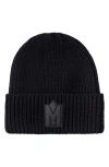 Mackage Jude Colorblock Wool Blend Rib Beanie In Black