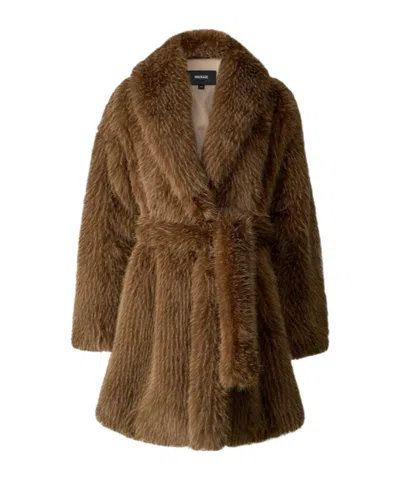 Mackage Kacela Faux-fur Wrap Coat In Brown