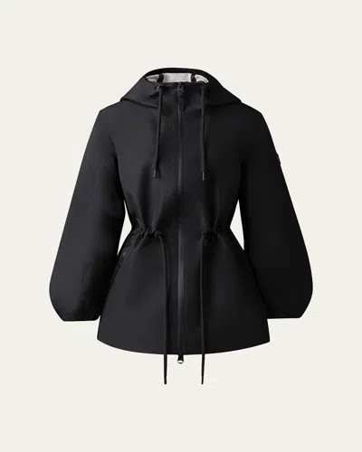 Mackage Kalea Hooded Rain Jacket In Black Trench