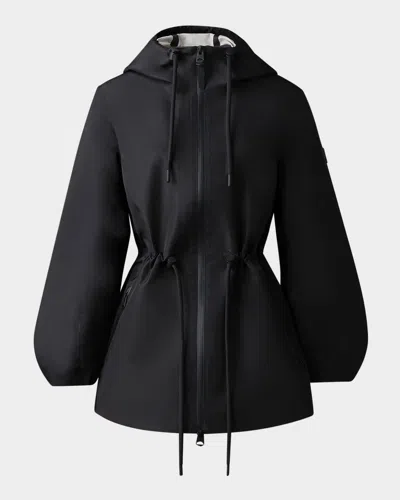 Mackage Kalea Hooded Rain Jacket In Black-trench