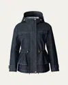 Mackage Kaori Wind-resistant Twill Peplum Jacket With Hood In Blue