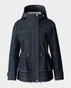 Mackage Kaori Wind-resistant Twill Peplum Jacket With Hood In Blue