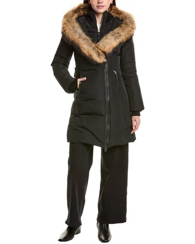 Mackage Kay Leather-trim Down Coat In Black