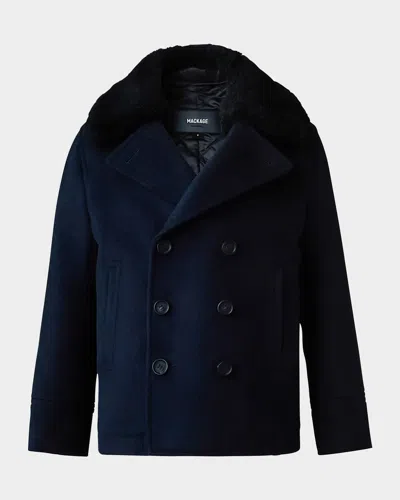 MACKAGE KID'S CAMDEN PEACOT W/ REMOVABLE SHEEP SHEARLING COLLAR