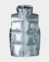 Mackage Kid's Charlee Metallic Puffer Vest In Silver