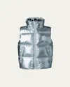 Mackage Kid's Charlee Metallic Puffer Vest In Silver
