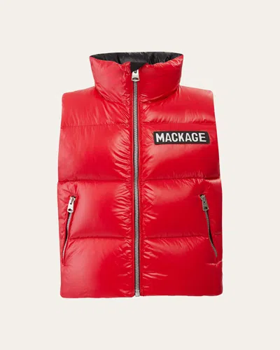 Mackage Kid's Charlee Quilted Logo Vest In Red