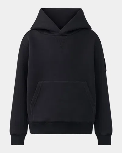Mackage Kid's Dru Double-face Jersey Logo Hoodie In Black