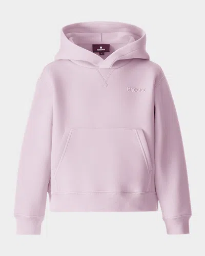 Mackage Kid's Dru Double-face Jersey Logo Hoodie In Pink