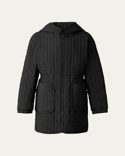 Mackage Kid's Hayden Logo-print Quilted Coat In Black