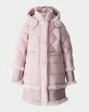 Mackage Kid's Jaela Quilted Long Parka Coat In Pink