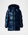 Mackage Kid's Kennie Quilted Logo Jacket In Blue