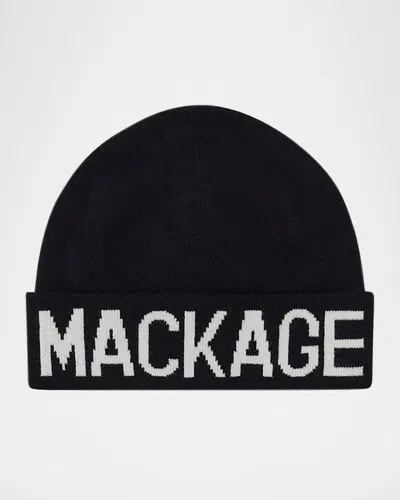 Mackage Kid's Kiko Logo Jacquard Beanie In Black