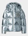 Mackage Kid's Metallic Down Puffer Jacket In Silver