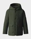 Mackage Kid's Spencer Light Down Vertically Quilted Jacket In Light Military