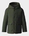 Mackage Kid's Spencer Light Down Vertically Quilted Jacket In Light Military