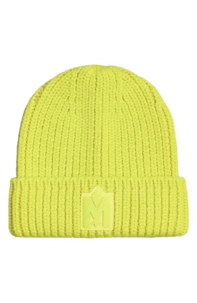Mackage Kids' Jude Cuff Recycled Wool Blend Rib Beanie In Neon