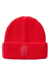 Mackage Kids' Jude Cuff Recycled Wool Blend Rib Beanie In Red